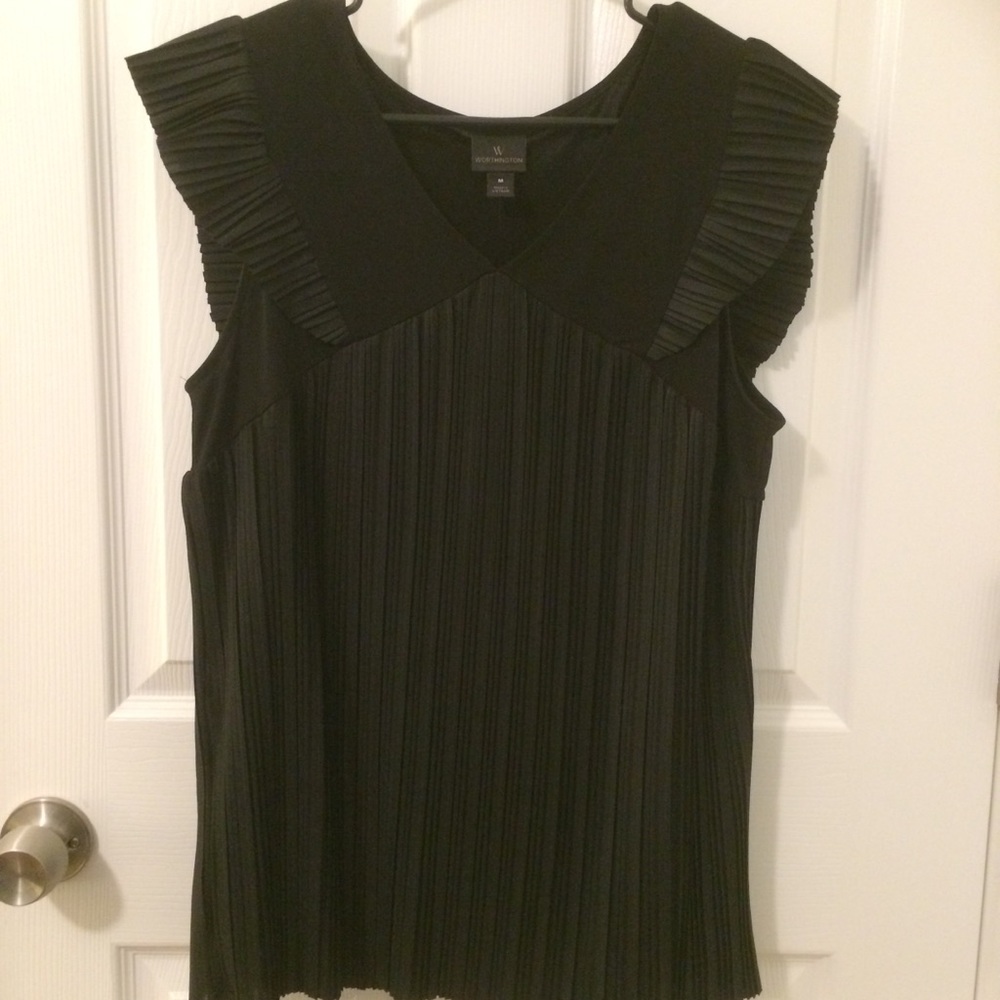 FLOUNCE SLEEVE PLEATED TOP